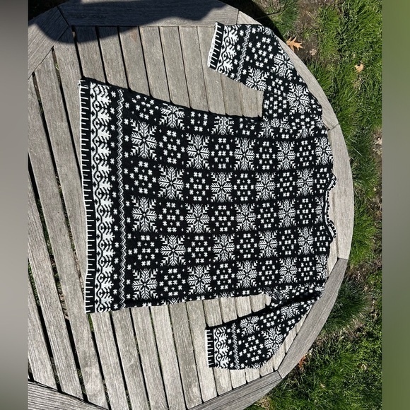 Vintage Venezia Pullover Sweater Size 14/16 Black White Geometric Snowflake - Picture 7 of 8